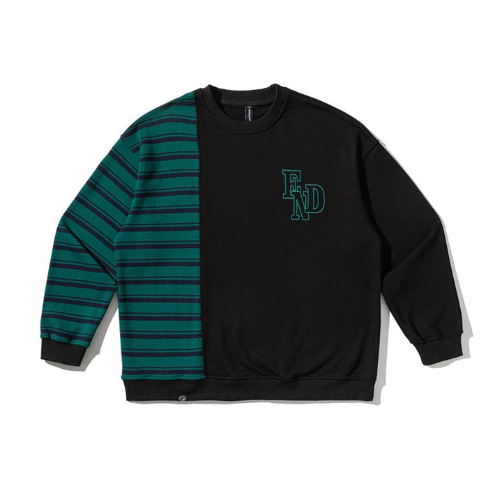 Herren Oversize-Sweatshirt im zweifarbigen Blockdesign mit Streifen Drune