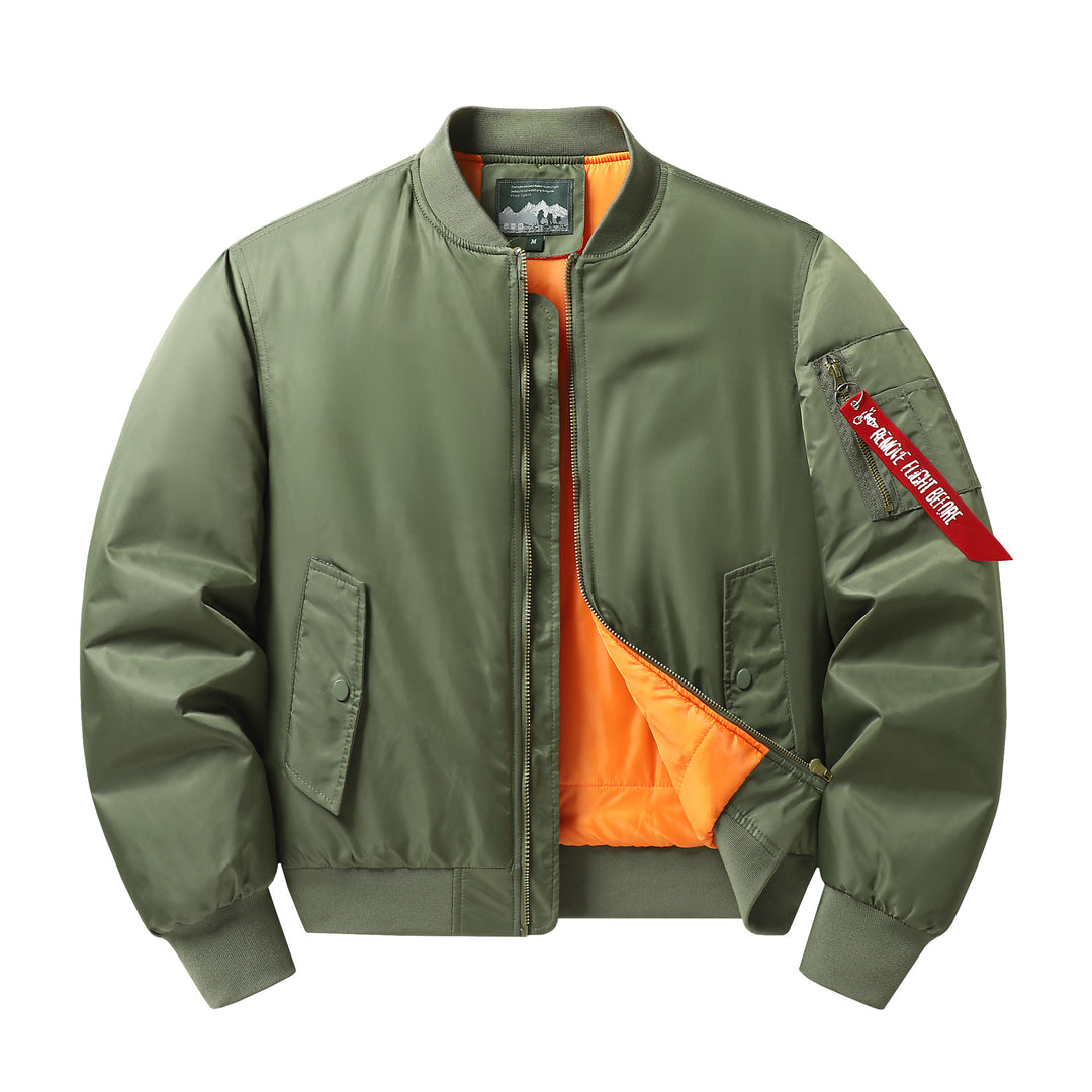 Herren Flieger-Bomberjacke mit kontrastfutter winddichtem Shell und Ärmel-Utilitytasche Drune