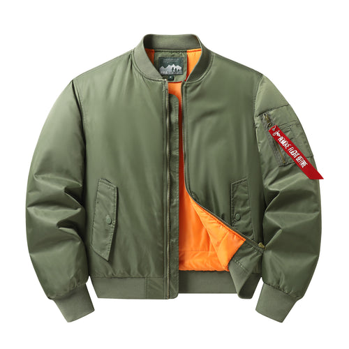 Herren Flieger-Bomberjacke mit kontrastfutter winddichtem Shell und Ärmel-Utilitytasche Drune