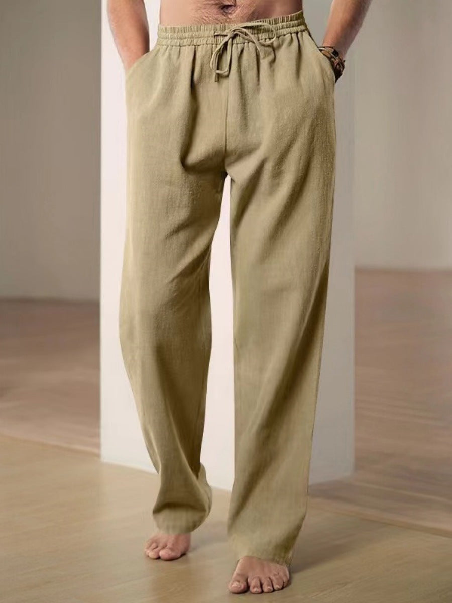 Herren Bequeme Leinenhose mit verstellbarem Bund Drune