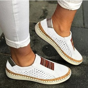 Damen Komfort-Slip-On-Sneaker aus Veloursleder mit elastischem Mehrstreifen-Dehnband und geflochtenem Espadrille-Detail Drune