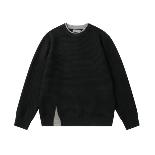 Damen Strukturiertes Rundhals-Sweatshirt mit seitlichem Keilschlitz Drune