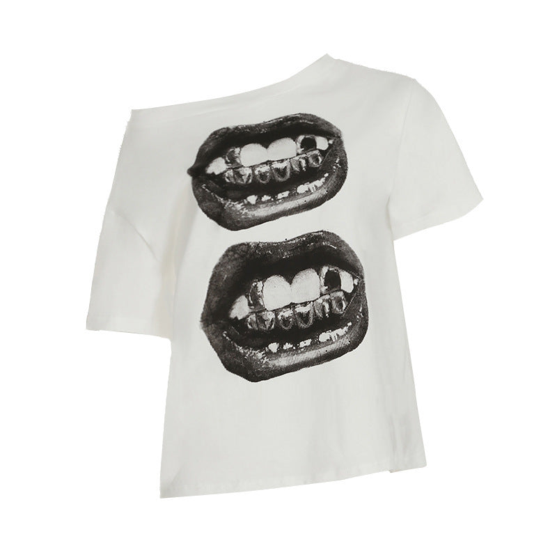 Damen T-Shirt mit glitzerndem Kreuzdesign und lässigem Schnitt Drune