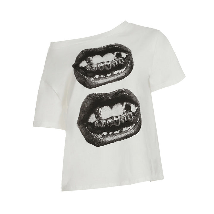 Damen T-Shirt mit glitzerndem Kreuzdesign und lässigem Schnitt Drune