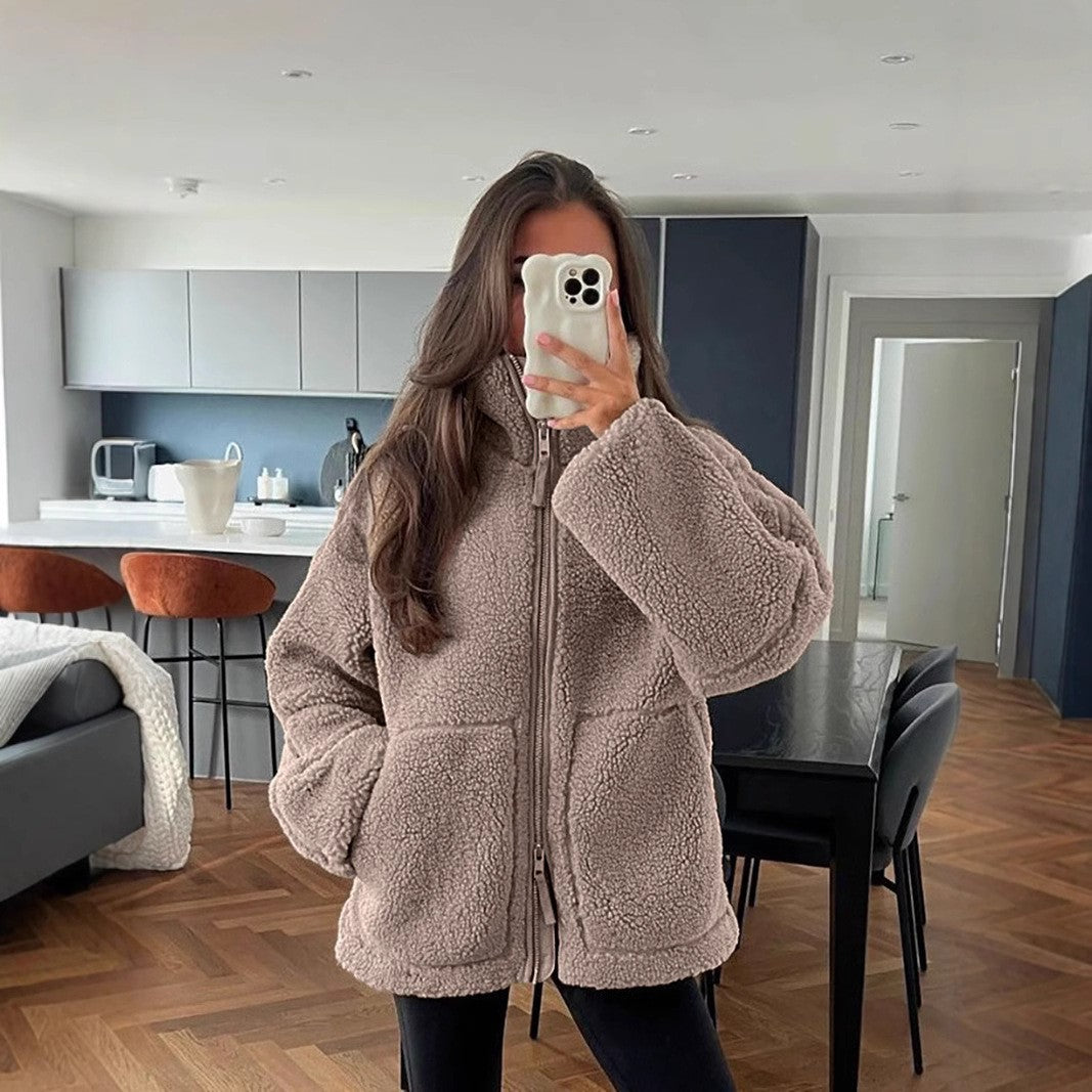Damen kuschelige Fleecejacke Drune