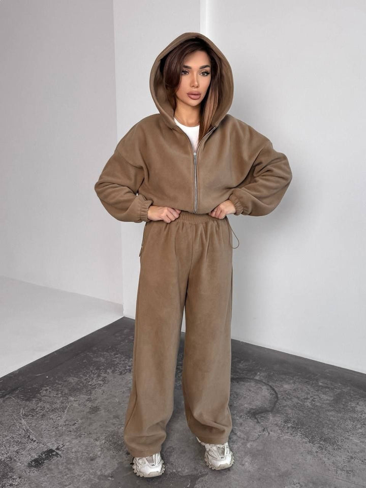 Damen Fleece-Hoodie und entspannte Jogginghose Set