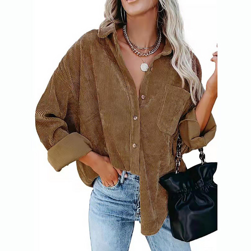 Damen Cord-Hemd im lässigen Oversized-Schnitt Drune