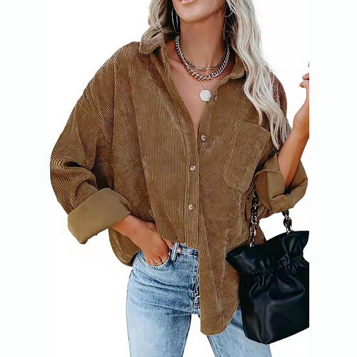 Damen Cord-Hemd im lässigen Oversized-Schnitt Drune