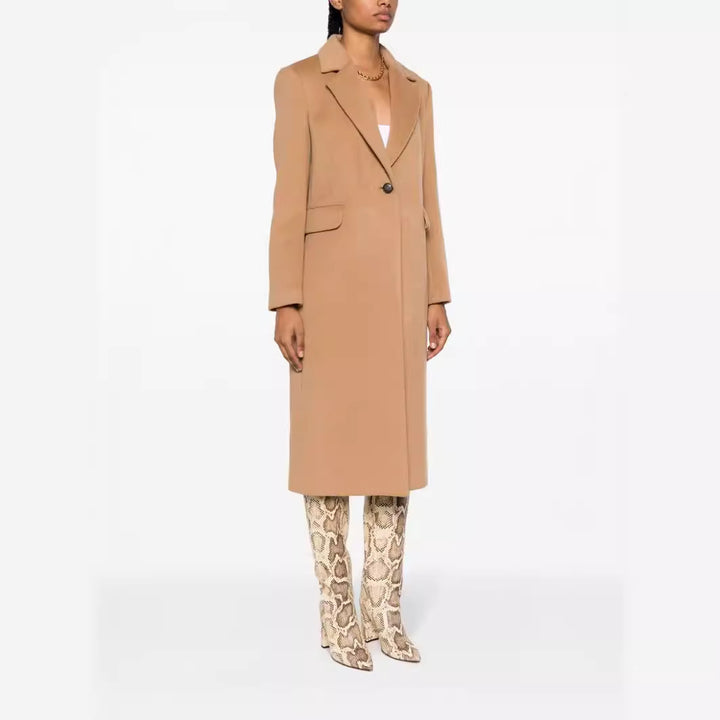 Damen Einreihiger Wollmix-Longcoat mit Ein-Knopf‑Verschluss und Pattentaschen Drune