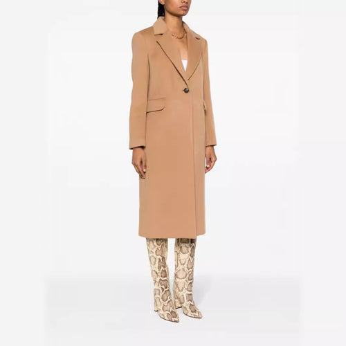 Damen Einreihiger Wollmix-Longcoat mit Ein-Knopf‑Verschluss und Pattentaschen Drune