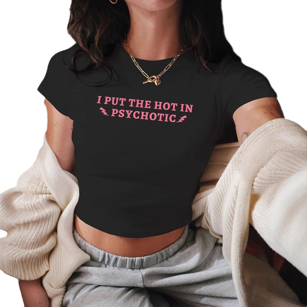 Damen Crop-T-Shirt mit fröhlichem Kirschmotiv Drune