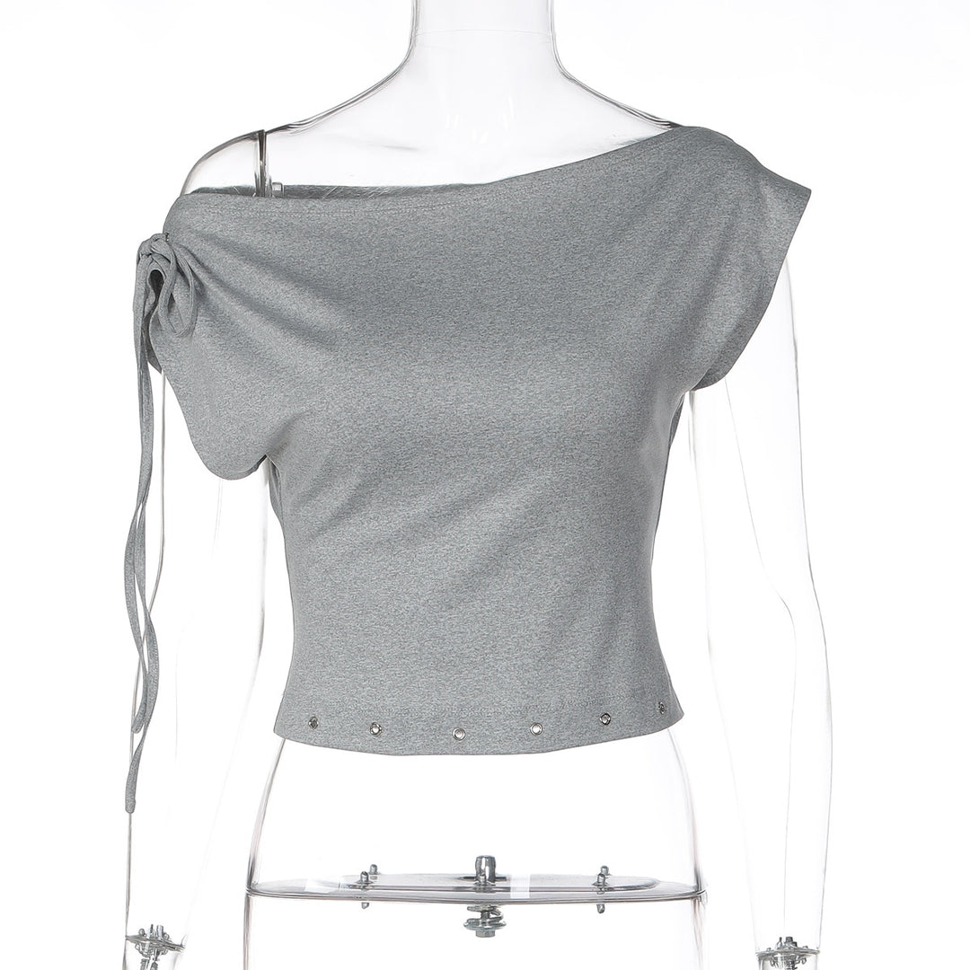 Damen trendiges Crop-Top mit schulterfreier Gestaltung Drune