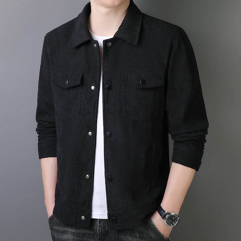 Herren Cordjacke im Truckerstil mit Druckknopfleiste Drune