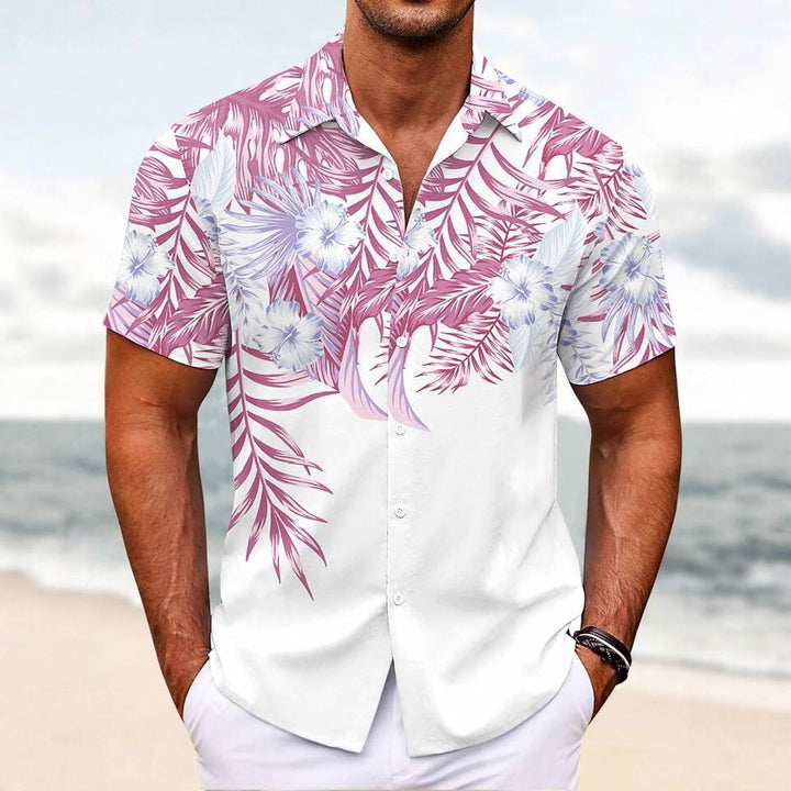 Herren Kurzarmhemd mit tropischem Blumendesign Drune