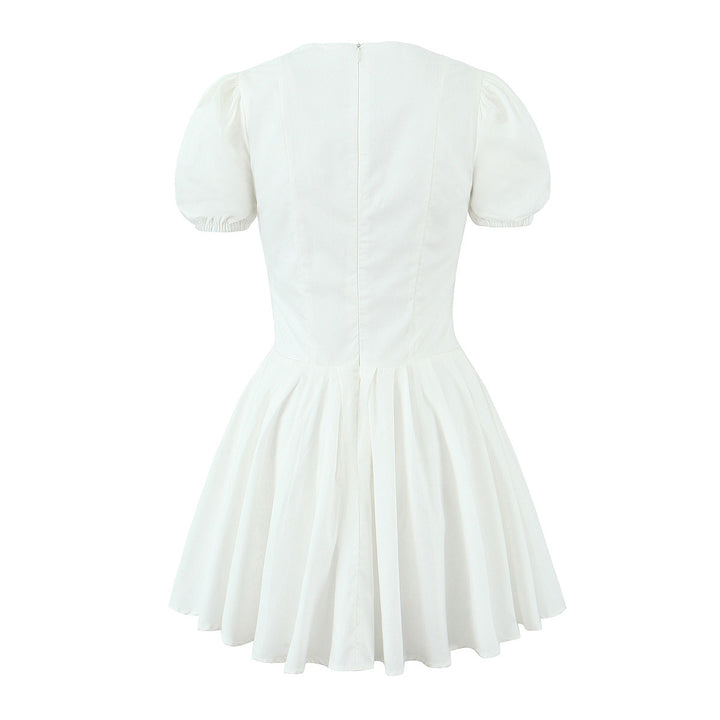 Damen verspieltes Mini-Wickelkleid mit Puffärmeln Drune
