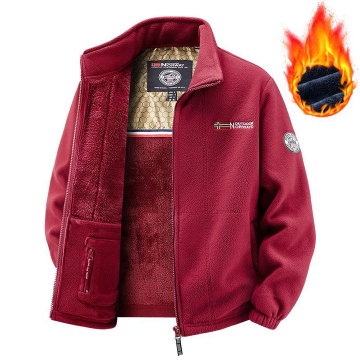 Herren Thermo-Fleecejacke mit vollflorigem Teddyfutter, verdeckter Reißverschluss-Innentasche und hohem Stehkragen Drune