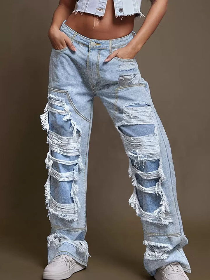 Damen Vintage Destroyed Jeans im lässigen Schnitt Drune
