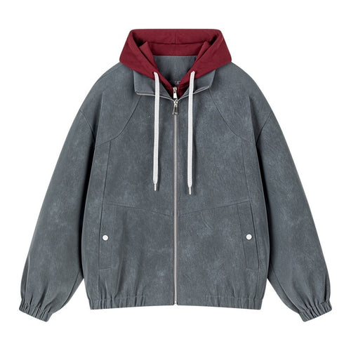 Herren Lagenlook Bomberjacke mit integrierter Kapuze, elastischem Saum & Druckknopf‑Taschen Drune