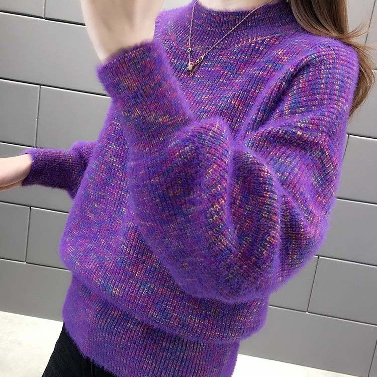 Damen gemütlicher Strickpullover mit buntem Farbverlauf Drune