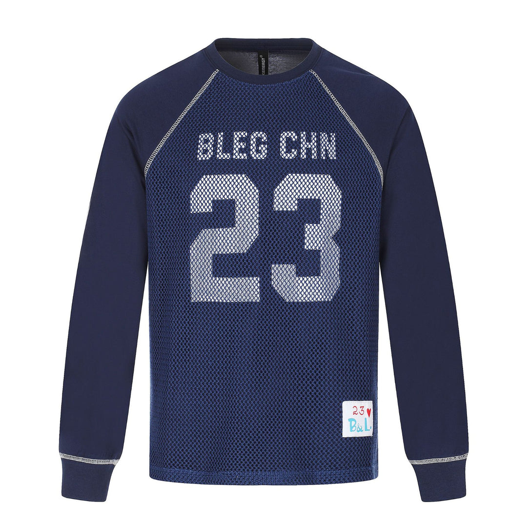 Herren Sportives Mesh-Layer Rundhals‑Sweatshirt mit Raglanärmeln und Front‑Print Drune