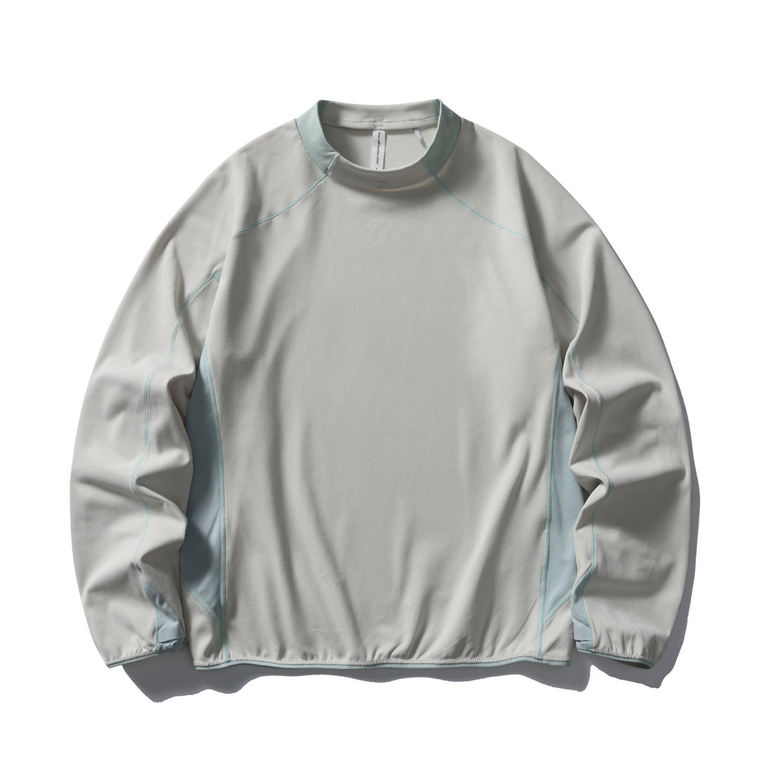 Unisex technisches Mockneck-Longsleeve mit Raglannähten, Kontrast-Einsätzen und elastischem Saum Drune