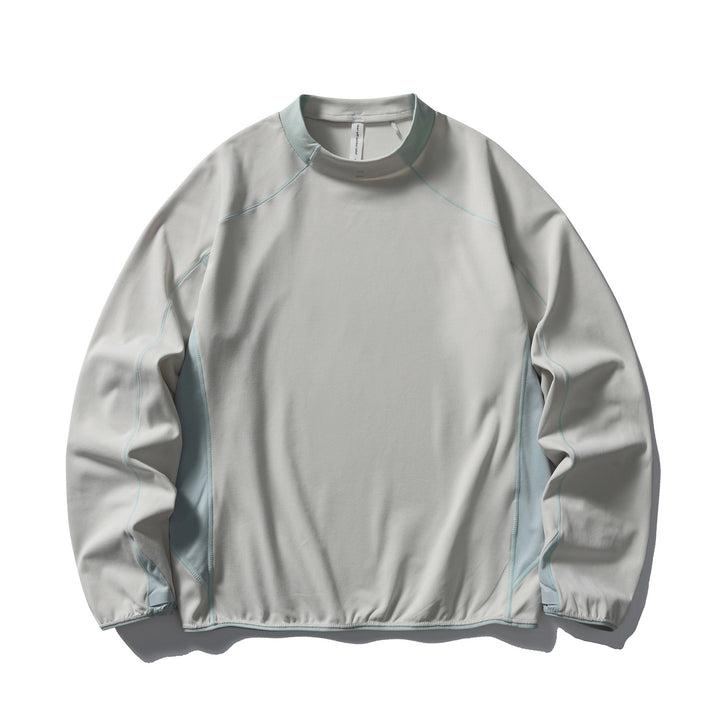 Unisex technisches Mockneck-Longsleeve mit Raglannähten, Kontrast-Einsätzen und elastischem Saum Drune