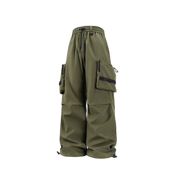 Herren Weite Utility-Cargohose mit großvolumigen Klappentaschen und Kordelzugbund Drune
