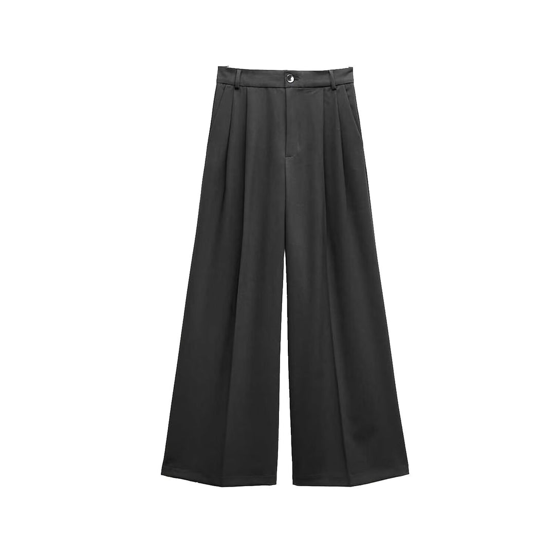 Damen Elegante High‑Waist Palazzo‑Hose mit Bundfalten und Bügelfalte Drune