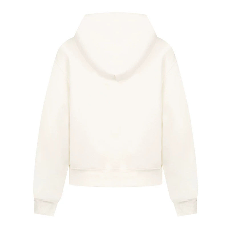 Damen Kapuzen-Sweatjacke mit dekorativen Schlaufen und Metallknopf-Details Drune