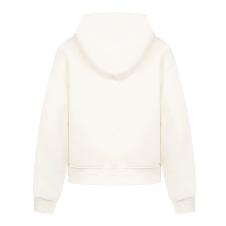 Damen Kapuzen-Sweatjacke mit dekorativen Schlaufen und Metallknopf-Details Drune