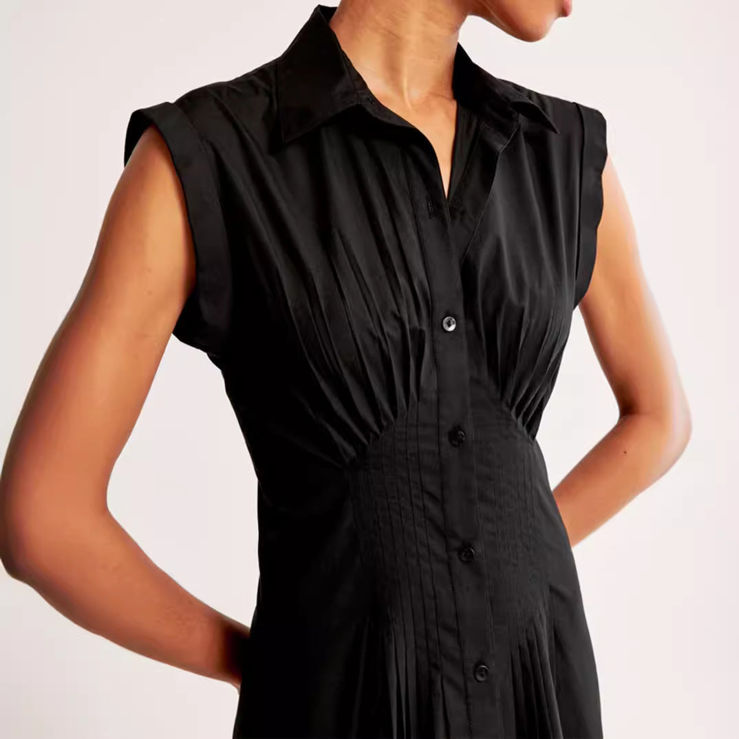 Damen Maxikleid mit Schulterklappen und klassischem Knopfverschluss Drune