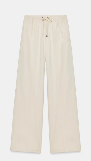 Damen Weite High-Waist-Hose mit elastischem Bund und Kordelzug Drune