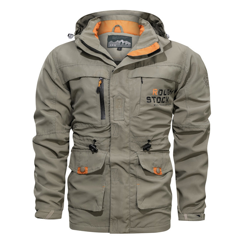 Herren  wasserfeste und winddichte Outdoorparka mit abnehmbarer Kapuze Drune