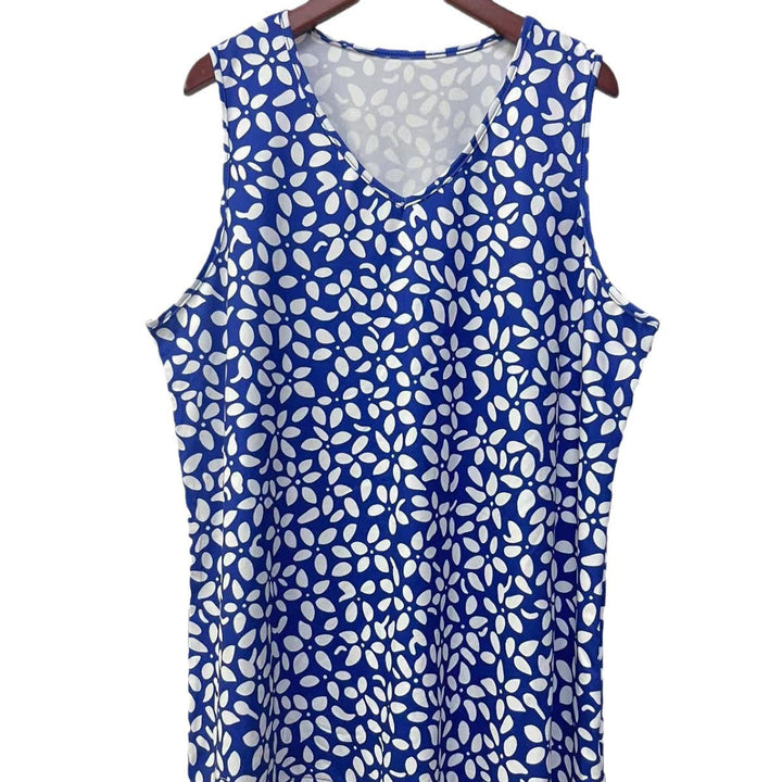 Damen ärmelloses V-Top mit floralem Print und seitlichen Eingrifftaschen Drune