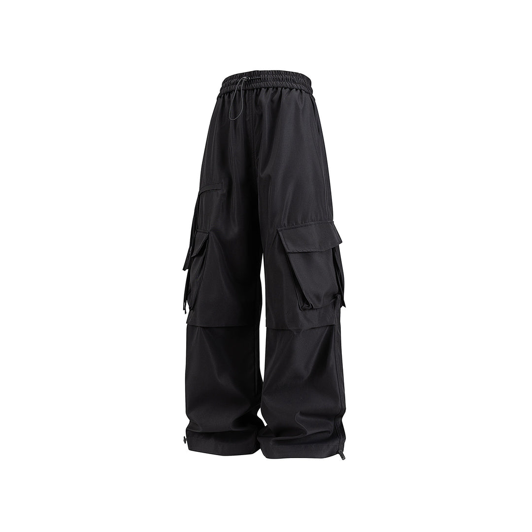 Damen Weite Cargo‑Hose im Baggy‑Cut mit elastischem Tunnelzugbund, Klapp‑Utility‑Taschen und verstellbarem Beinabschluss Drune