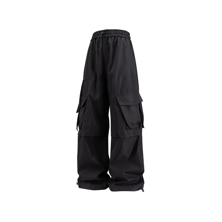 Damen Weite Cargo‑Hose im Baggy‑Cut mit elastischem Tunnelzugbund, Klapp‑Utility‑Taschen und verstellbarem Beinabschluss Drune