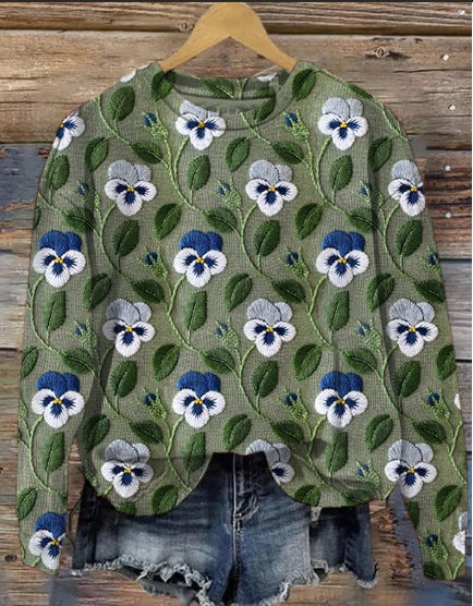 Drune | Lässiger Pullover mit Blumenmuster