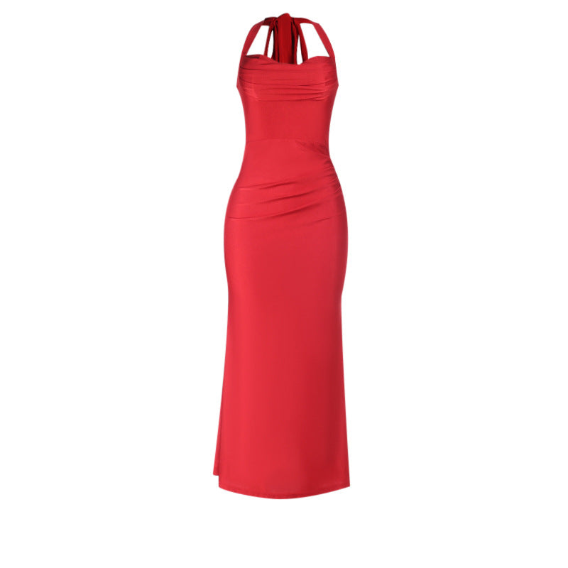 Damen elegantes Maxikleid mit schickem U-Boot-Ausschnitt und figurbetontem Design Drune