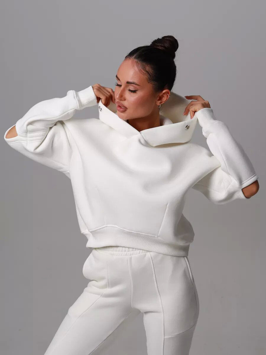 Damen Modischer cropped Hoodie mit Kapuze und lässigem Schnitt Drune