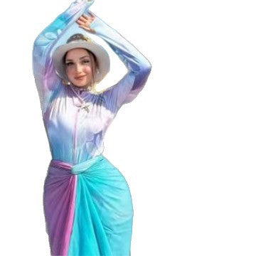 Damen modischer Strandanzug mit Wickelrock und UV-Schutz Drune