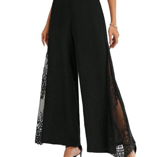 Damen Weite Spitze Palazzo-Hosen Drune