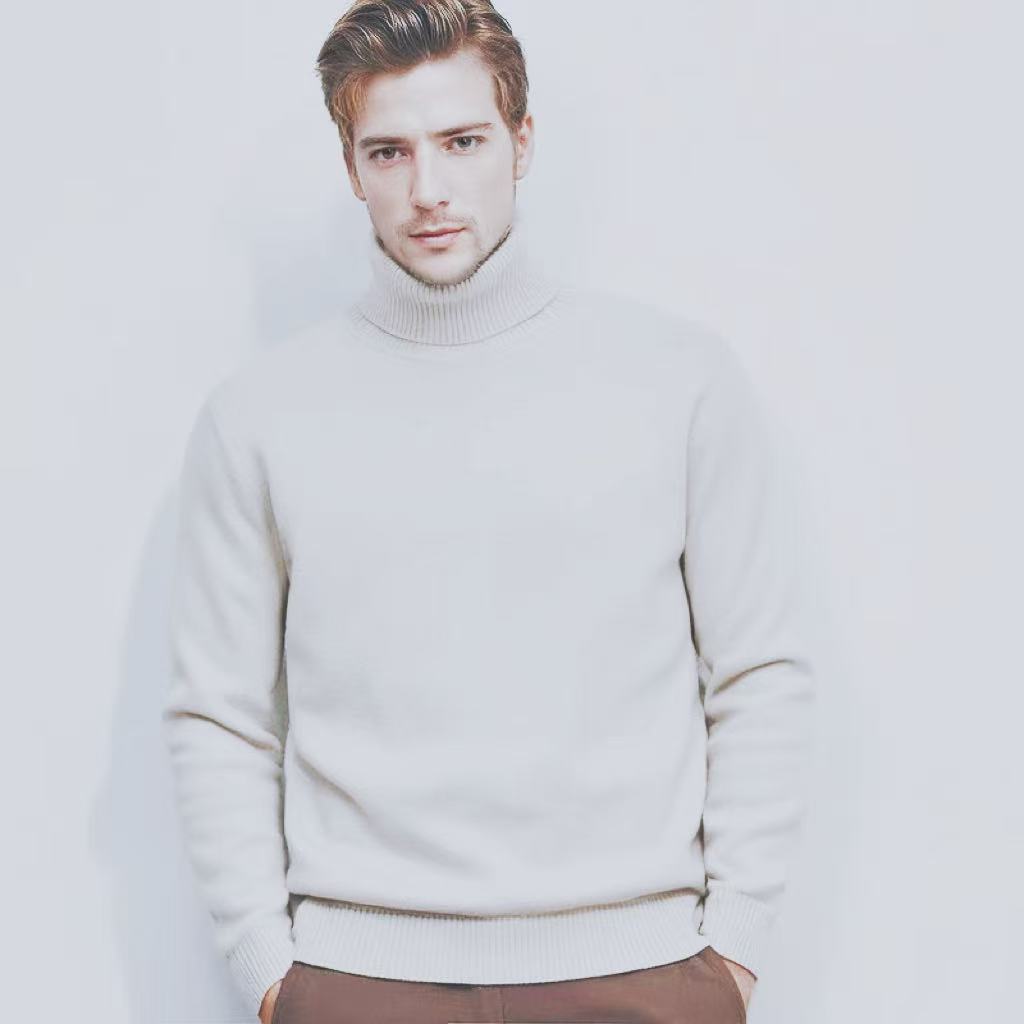 Herren nan feinstrick Rollkragenpullover mit schmaler Silhouette und gerippten Bündchen Drune