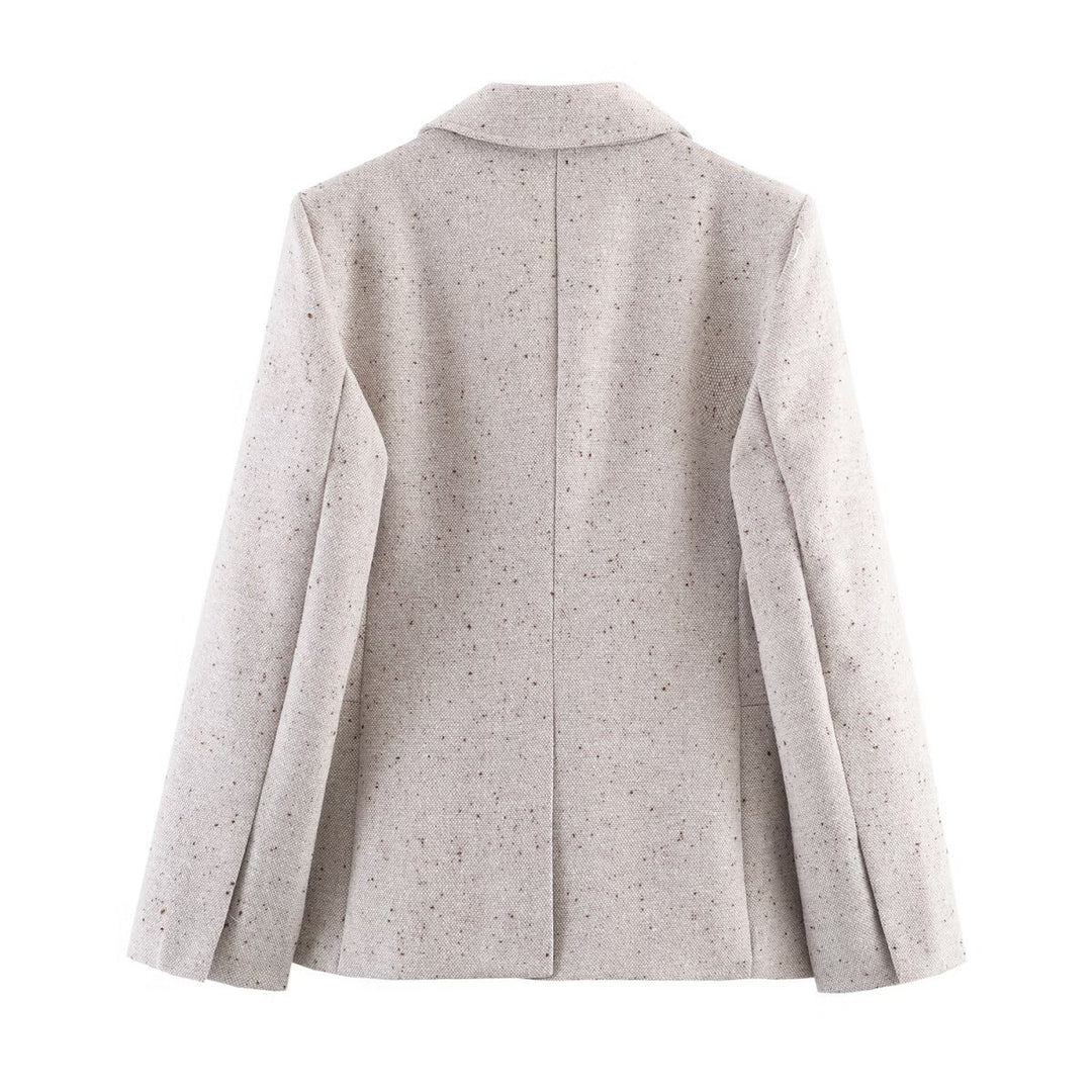 Damen Struktur-Tweedblazer mit Shapingnähten, Pattentaschen und bezogenen Knöpfen Drune