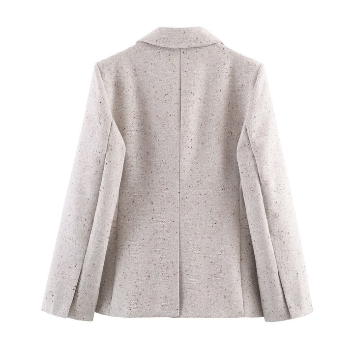Damen Struktur-Tweedblazer mit Shapingnähten, Pattentaschen und bezogenen Knöpfen Drune