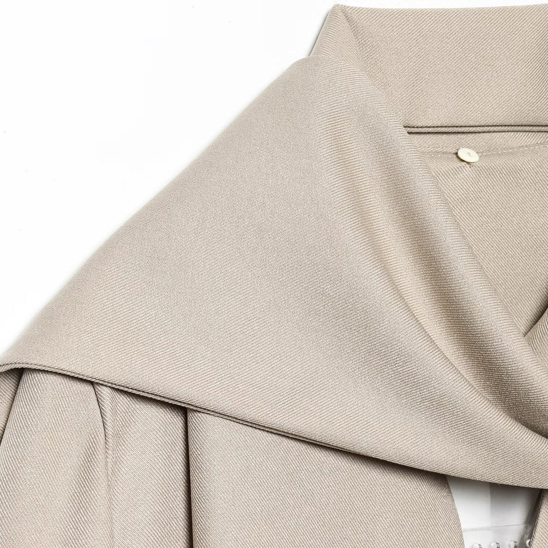 Damen Kurzer Cape‑Mantel mit weitem Wasserfallkragen und Ein‑Knopf‑Verschluss Drune