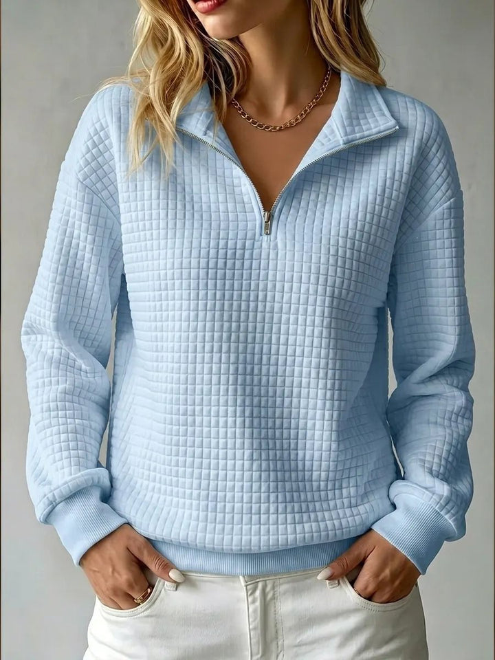 Damen Stepp-Fleece-Pullover mit halbem Reißverschluss und Stehkragen Drune