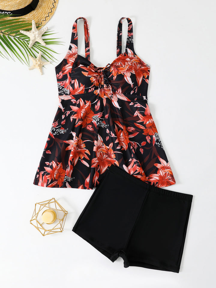 Damen Buntes Schwimmbadkleid mit verstellbaren Trägern Drune