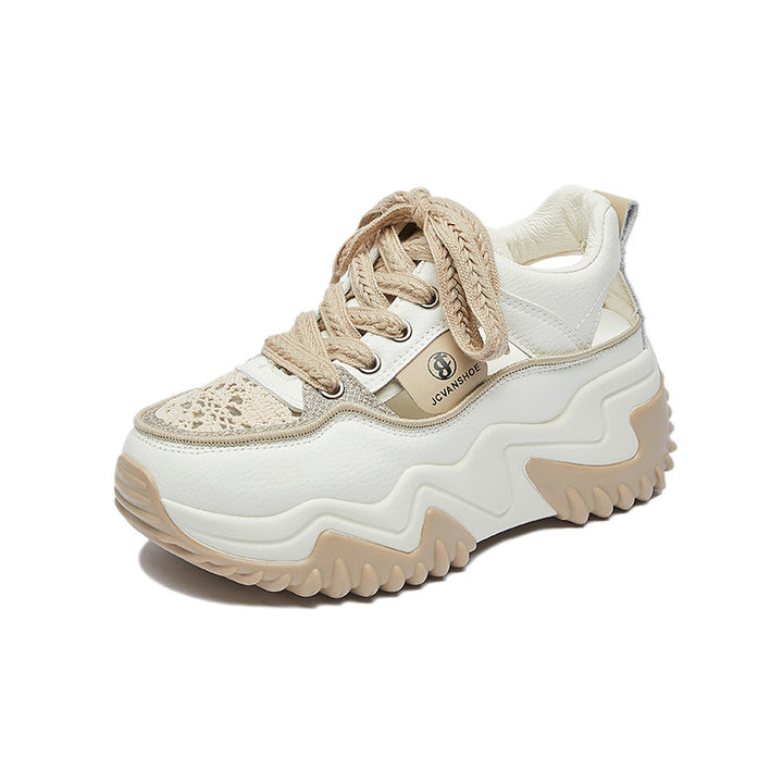 Drune - Damen atmungsaktive vulkanisierte Plateau-Sneaker mit dickem Boden