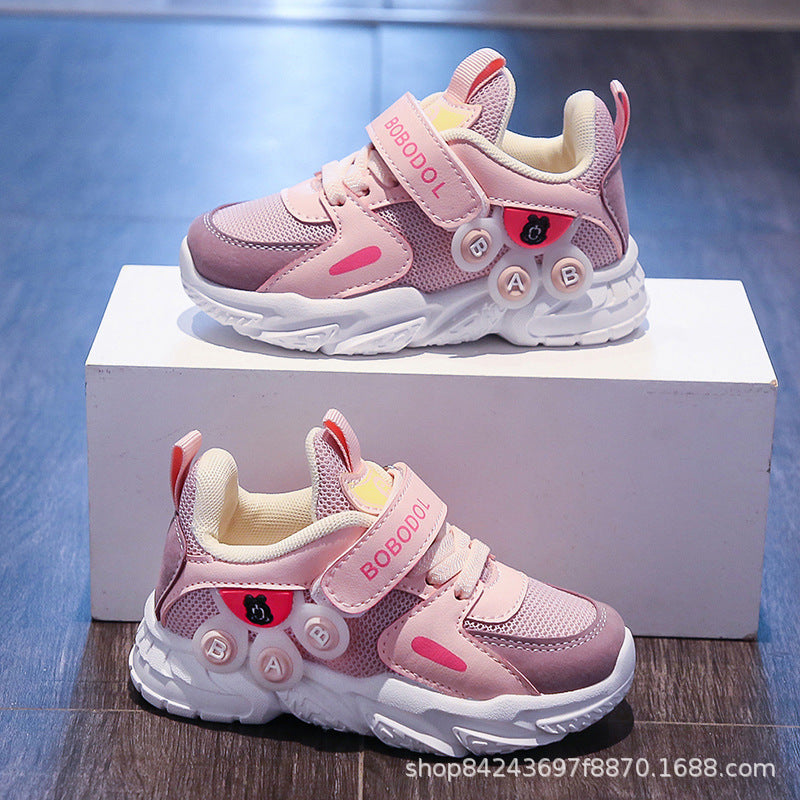 Damen Sportliche Kindersneaker mit praktischem Klettverschluss und bunten Applikationen Drune