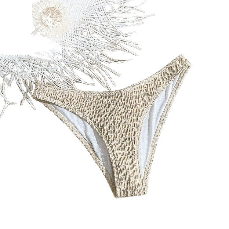 Damen Hochgeschnittene Bikinihose mit Raffung Drune
